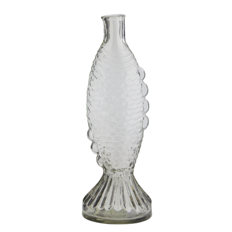 stor glasvase formet som fisk i klart glas 30 cm
