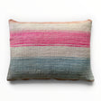 Himmerli håndvævet pyntepude i vintage tekstil med stribet mønster i pink, rosa, grå og støvet blå nuancer