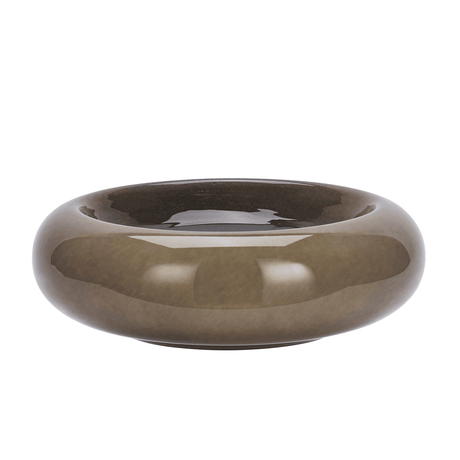 Madam Stoltz – Glass Bowl Taupe Ø33 cm