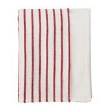 Madam Stoltz – Stribet dug 120x220 cm, Offwhite/Rød/Gylden