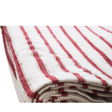 Madam Stoltz – Stribet dug 120x220 cm, Offwhite/Rød/Gylden