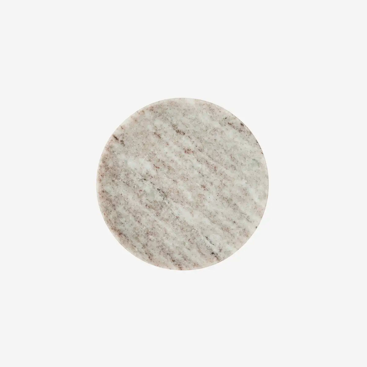 Rundt beige marmorfad fra Madam Stoltz, Ø13 cm, perfekt til bloklys, fyrfadslys og småting.