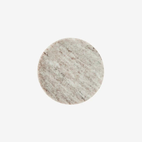 Rundt beige marmorfad fra Madam Stoltz, Ø13 cm, perfekt til bloklys, fyrfadslys og småting.