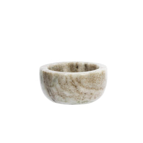 Beige marmorskål fra Madam Stoltz, lille størrelse 7,5 x 4 cm med naturlige åretegninger.