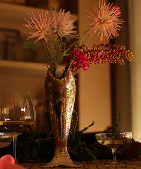 Fiskevase malet messing