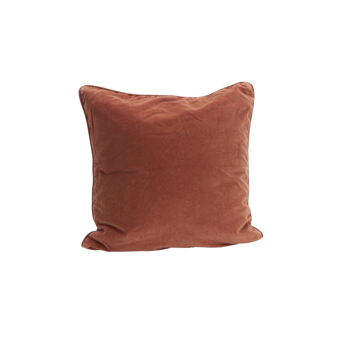 Madam Stoltz velourpudebetræk i brick, 50x50 cm